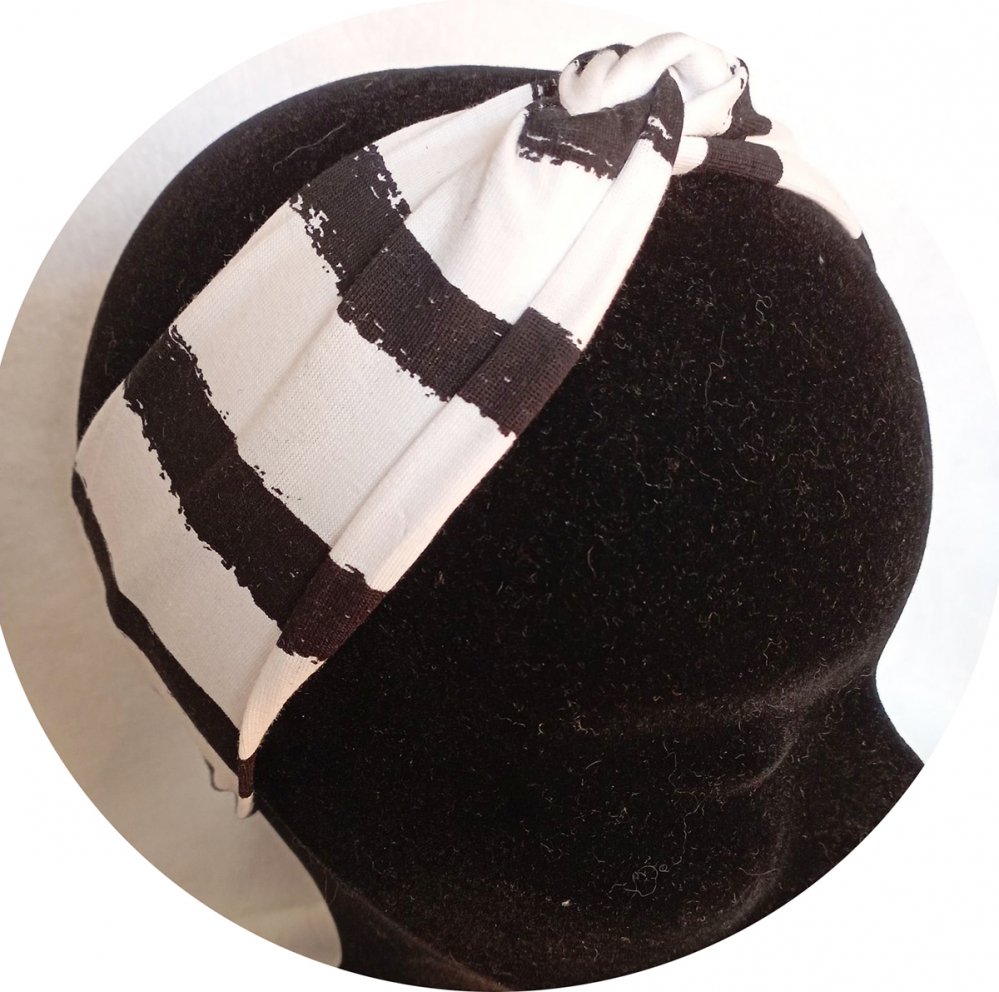 Bandeau noir et blanc à rayures en tissu stretch--2226477223096