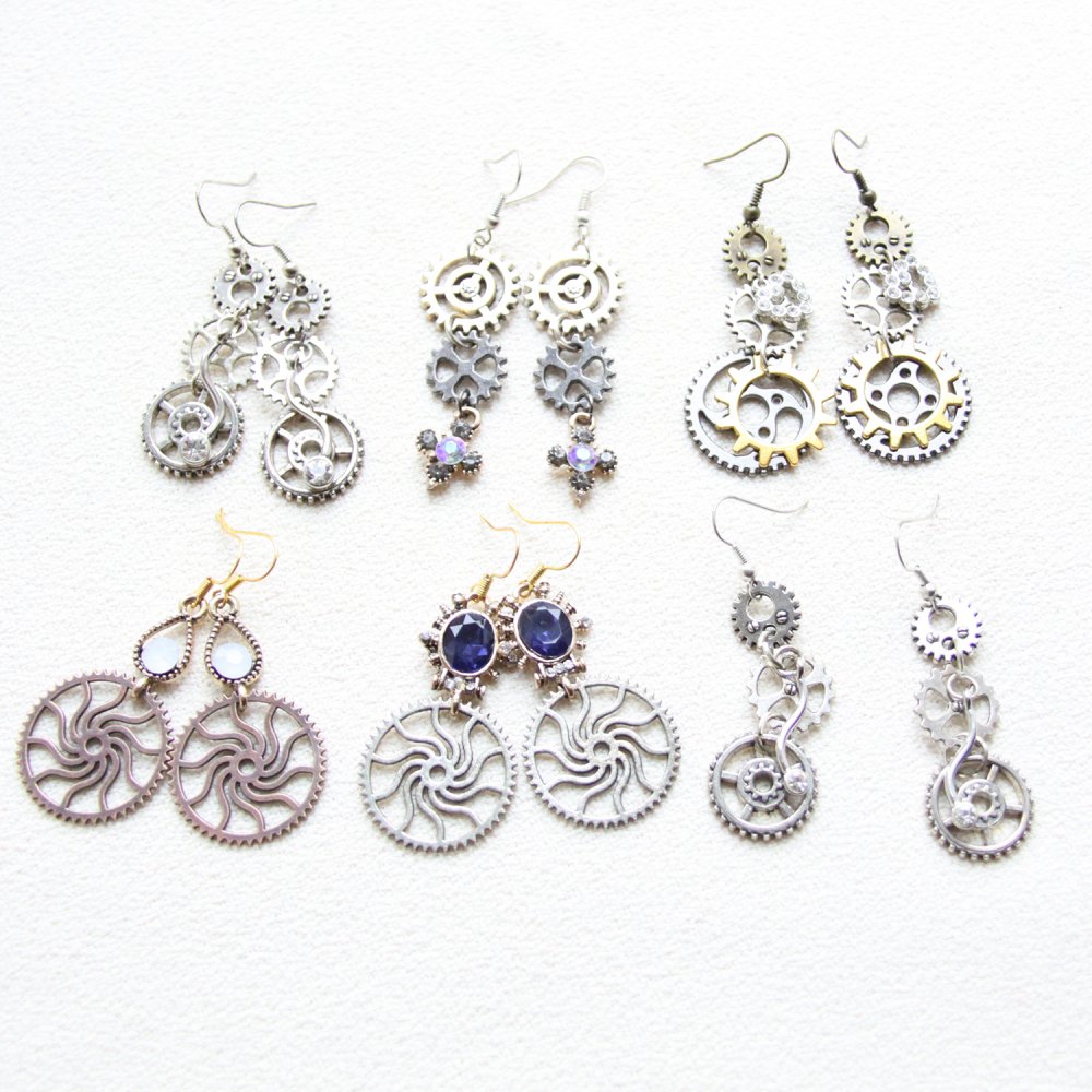 Boucles d'oreilles pendantes Steampunk rouages--9995863747357