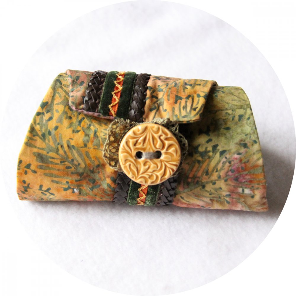 Bracelet manchette en tissu batik aux couleurs d'automne--9996044825901