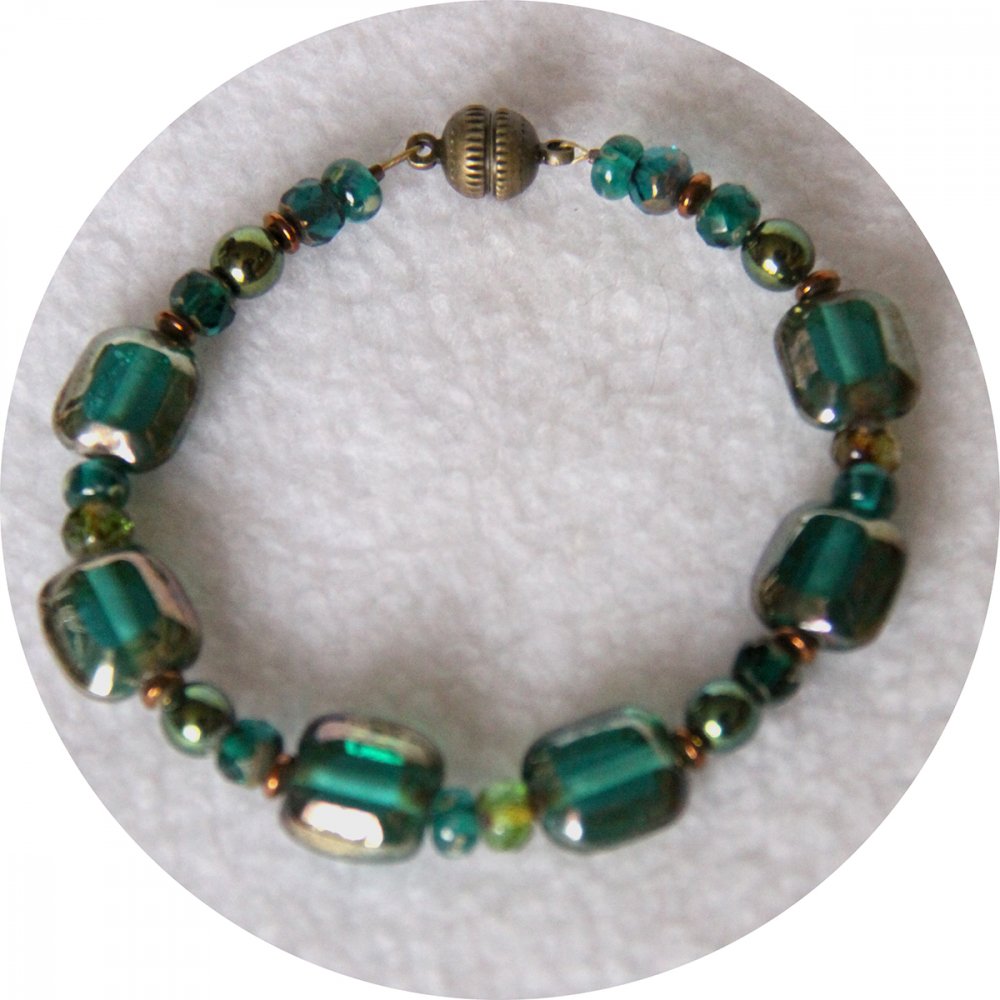 Bracelet vert en perles de Bohême--9996127088650