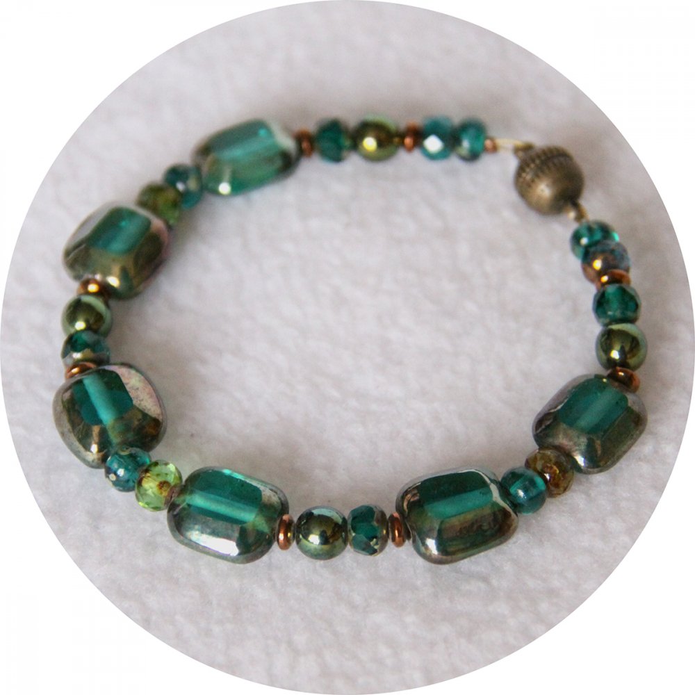 Bracelet vert en perles de Bohême--9996127088650