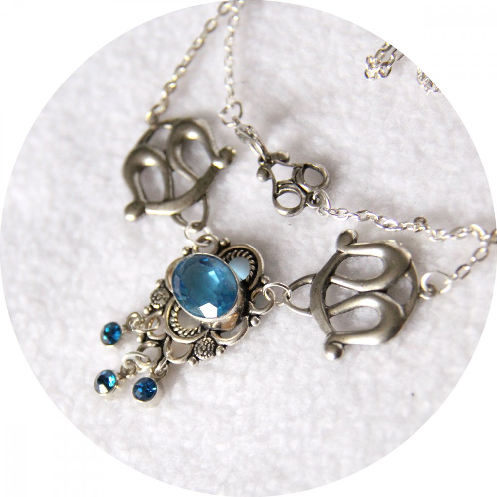 Collier arabesque cristal bleu--9996143681897