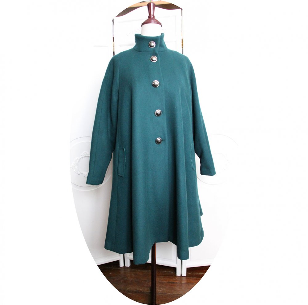Manteau Swing  années 50 en laine vert anglais--9996057808458