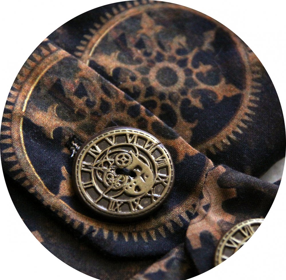 RESERVE - Manchettes mitaines en coton noir et bronze horloges steampunk--9996059905766
