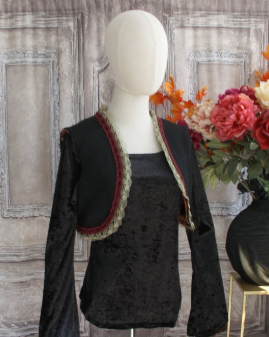 Boléro noir et bordeaux  fleurs d'automne