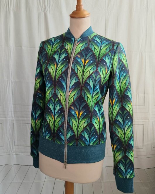 Blouson bomber bleu et vert Libellule