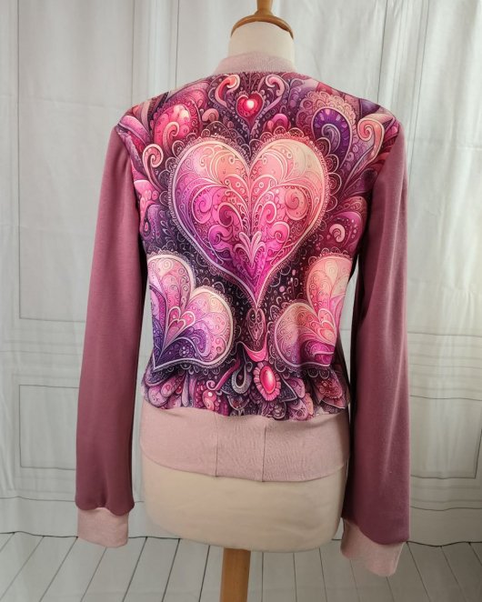 Blouson bomber Coeur rose