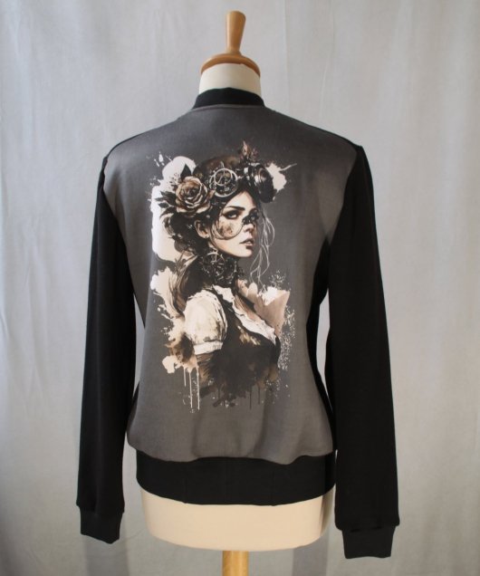 Blouson bomber Steampunk noir et gris