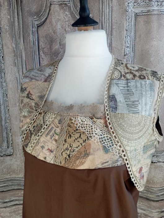 Boléro marron patchwork Steampunk T42