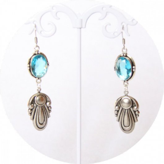 Boucles d'oreille Egypte bleu et argent