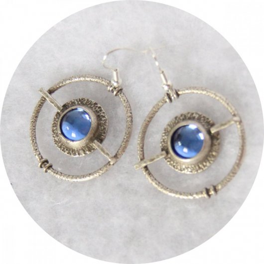Boucles d'oreilles Esprit Antique rondes argent et bleu