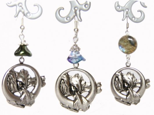 Boucles d'oreilles rétro art nouveau argent Iris