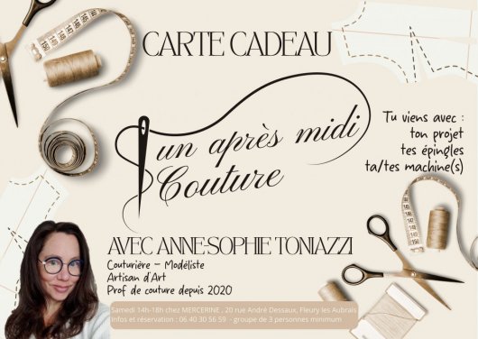 Carte cadeau cours de couture 4H en groupe