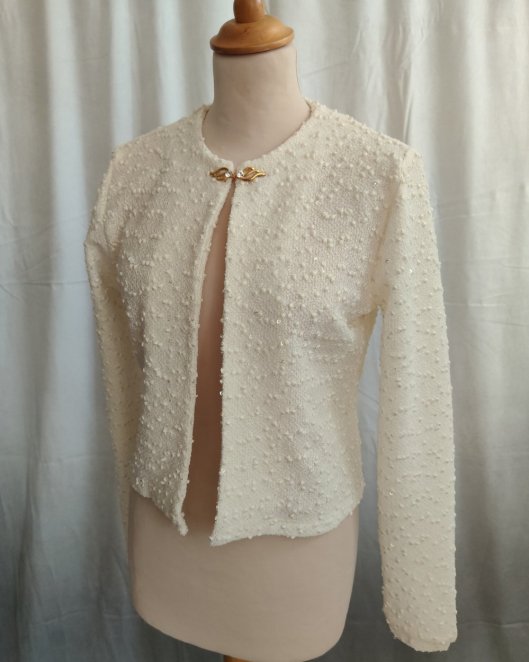 Gilet ivoire et doré en maille souple