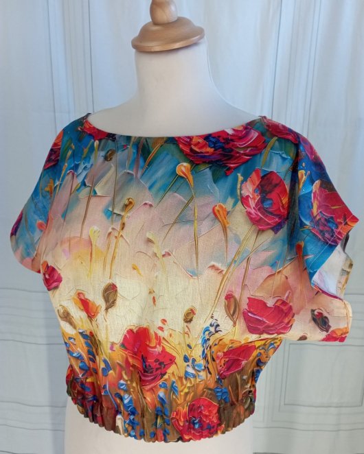 Haut blousant en lin coquelicot rouge