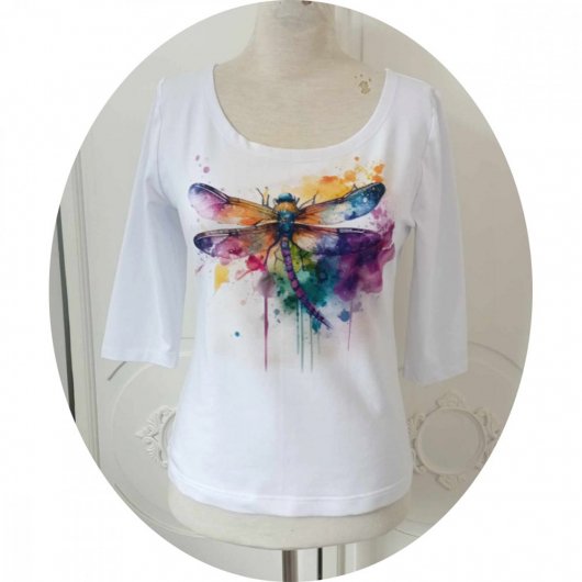 Haut tshirt Libellule aquarelle