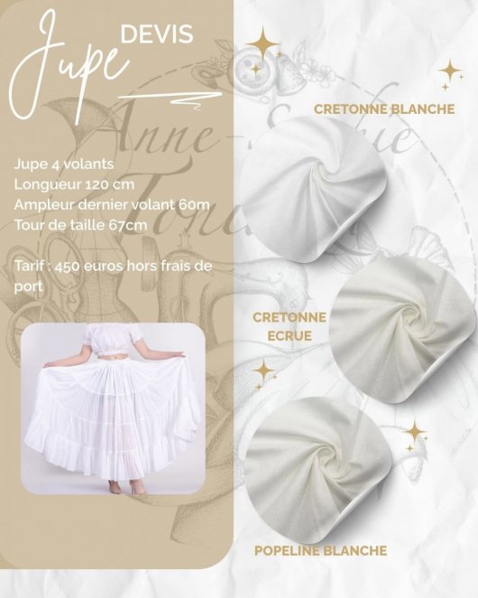 RESERVE - Acompte jupe en coton blanche