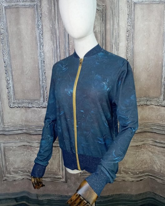 RESERVE- Blouson bomber papillon bleu doré