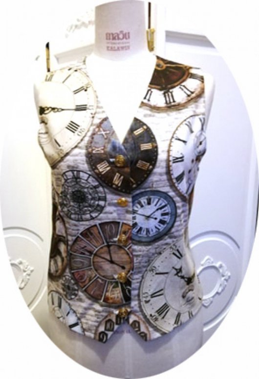 RESERVE - Gilet sans manches style Steampunk en coton imprimé horloges