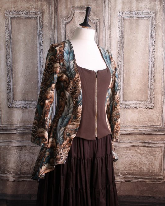 Veste gilet Steampunk bleu et marron queue de pie