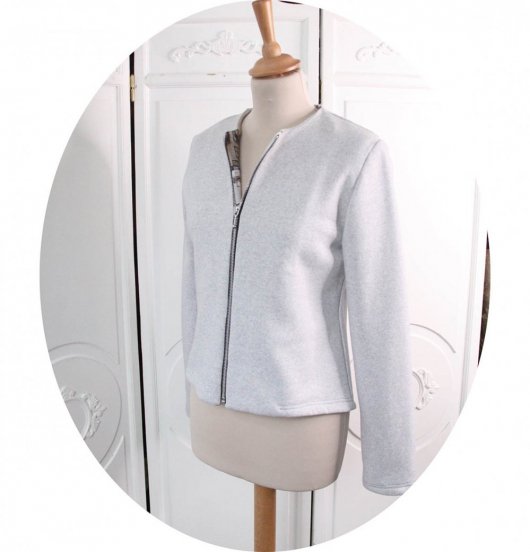 Veste zippée gris chiné en tissu recyclé