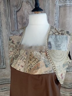 Boléro marron patchwork Steampunk T42