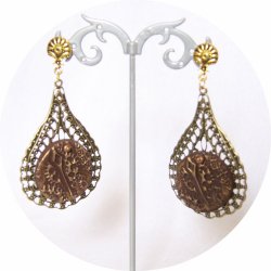 Grandes boucles d'oreilles légères goutte steampunk marron et bronze