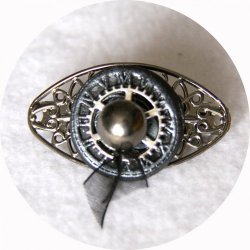 Petite barrette boutons noir argent et gunmetal steampunk longueur 5cm