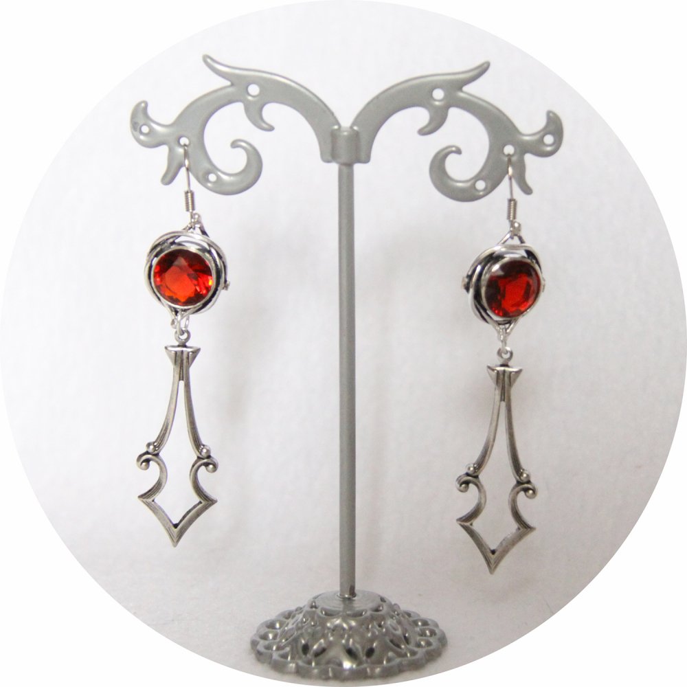 Boucles d'oreilles vintage Art déco en perles de verre