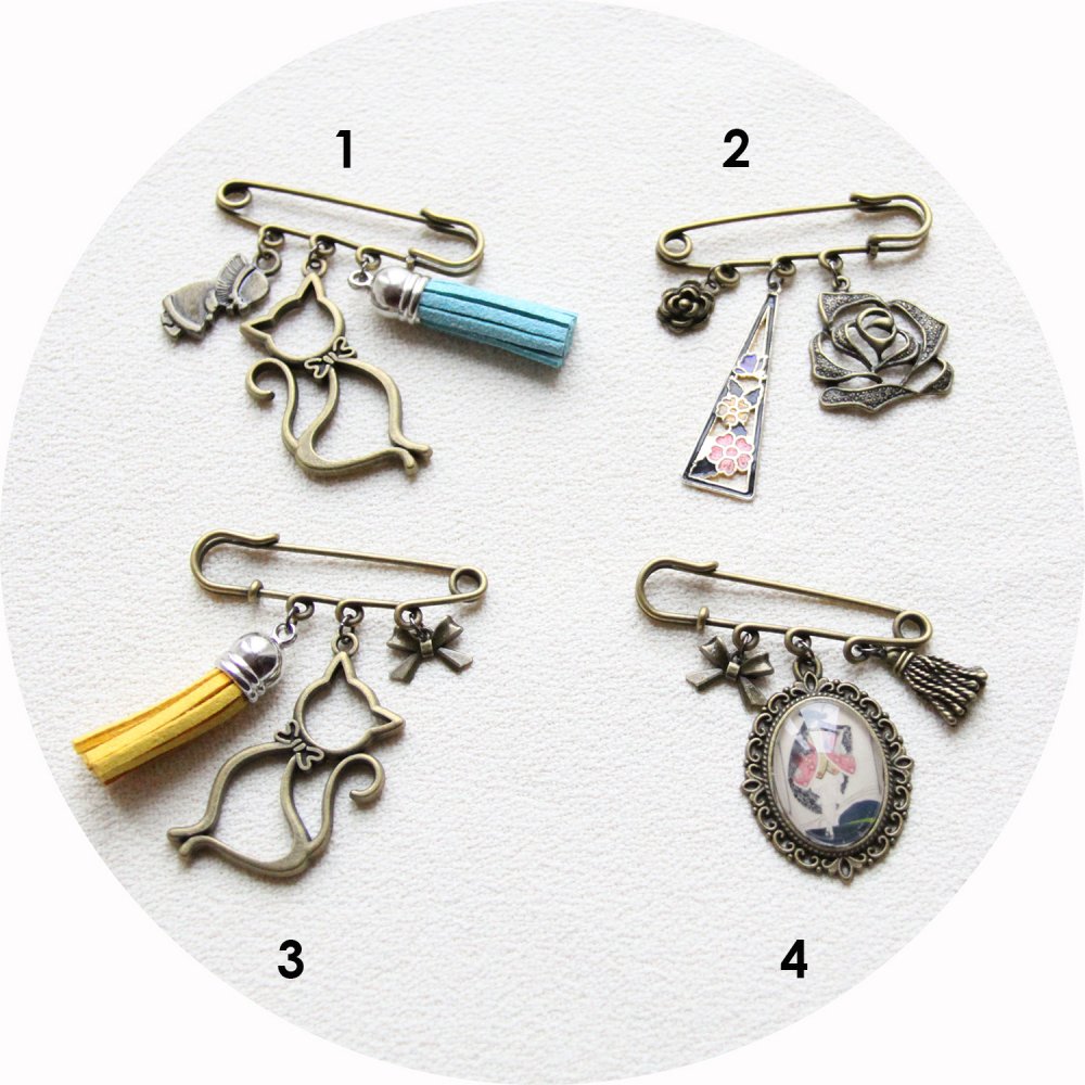 2 Broches (épingles) à 3 Trous En Cuivre – Environ 5 Cm – Breloques Vierges à Décorer – Neuves Avec étiquettes